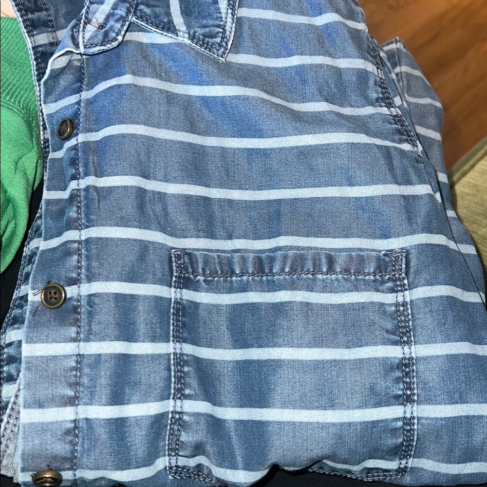 Halogen Blue Striped Button-Up Top - image 3